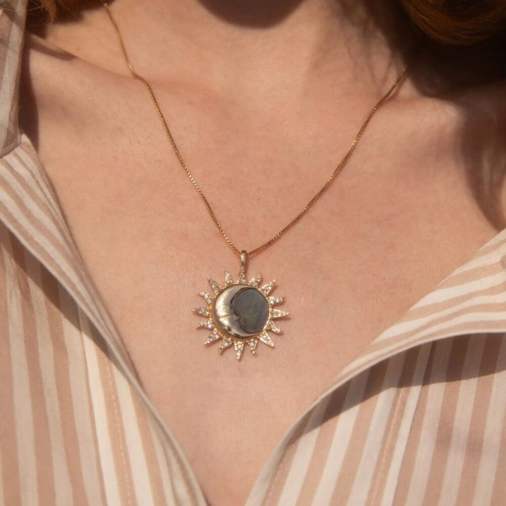 AweInspired Sun & Moon Black Mother of Pearl Amulet